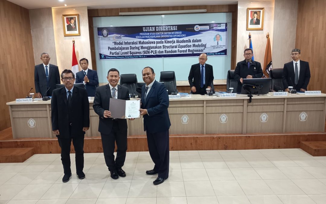 SPs Undip Gelar Sidang Disertasi Bertajuk “Model Interaksi Mahasiswa pada Kinerja Akademik dalam Pembelajaran Daring Menggunakan Structural Equation Modeling Partial Least Squares (SEM-PLS) dan Random Forest Regressor”